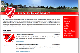 TSV 06 Siegburg-Wolsdorf Webseite