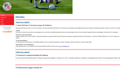 FC Bremerhaven Webseite