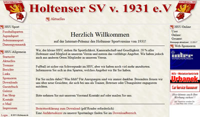 Holtenser SV Webseite