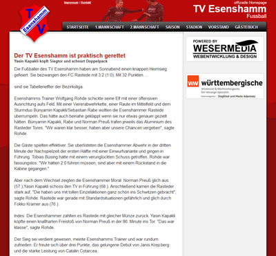 TV Esenshamm Webseite